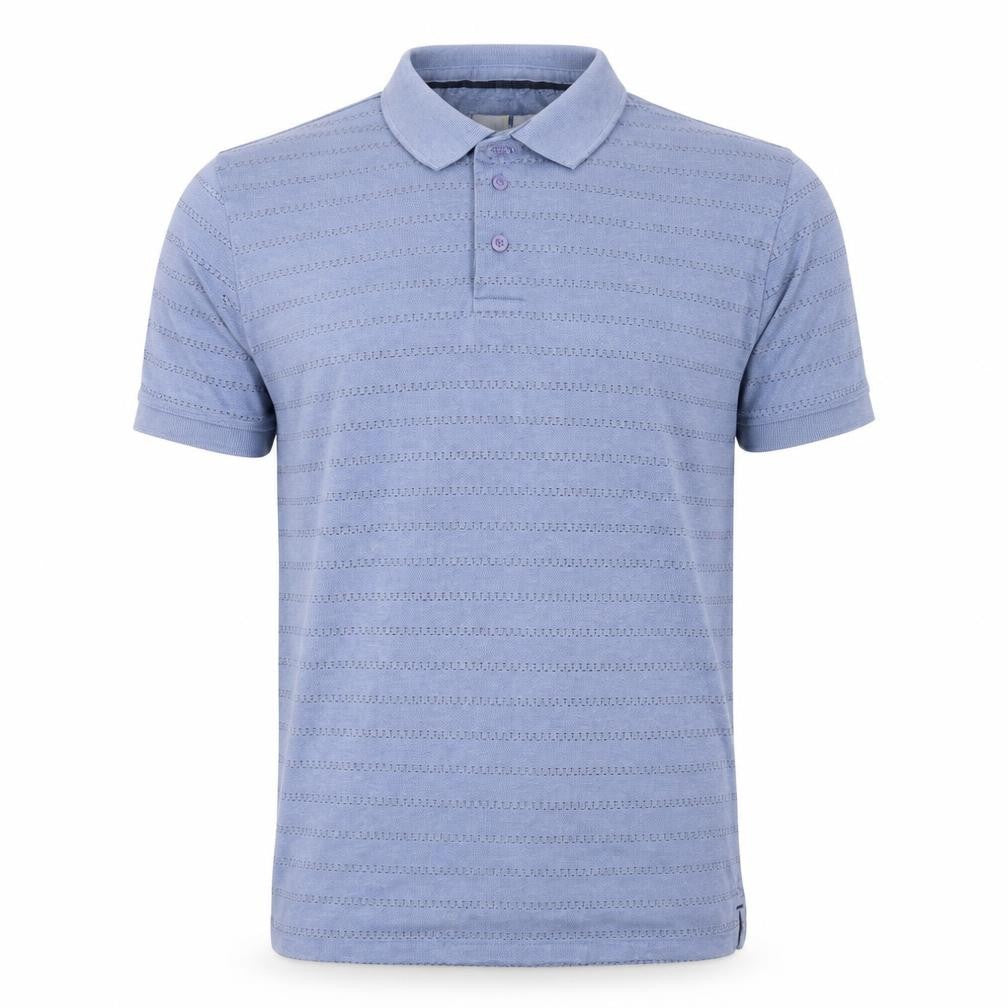 Larsson & Co Men's Polo Shirt Blue M Geometric Cotton Casual