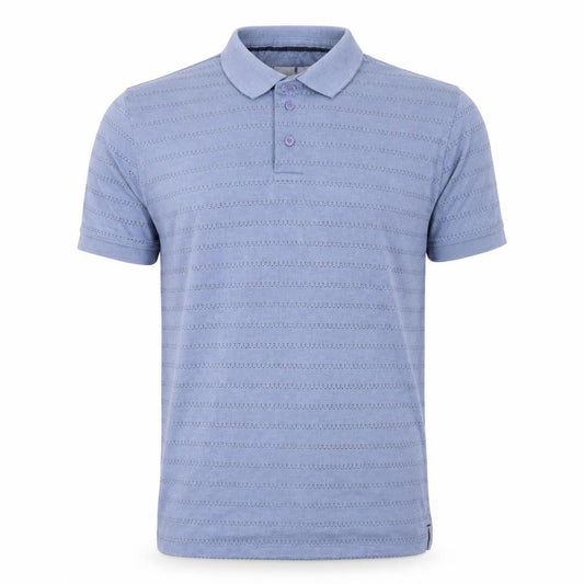 Larsson & Co Men's Polo Shirt Blue M Geometric Cotton Casual