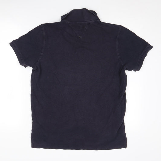 Tommy Hilfiger Men Black L Slim Fit Polo Shirt