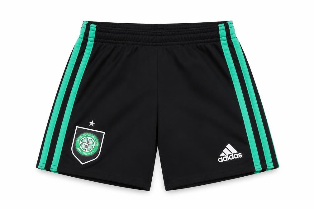 Front view of Adidas boys’' black athletic football shorts 4-5 years
