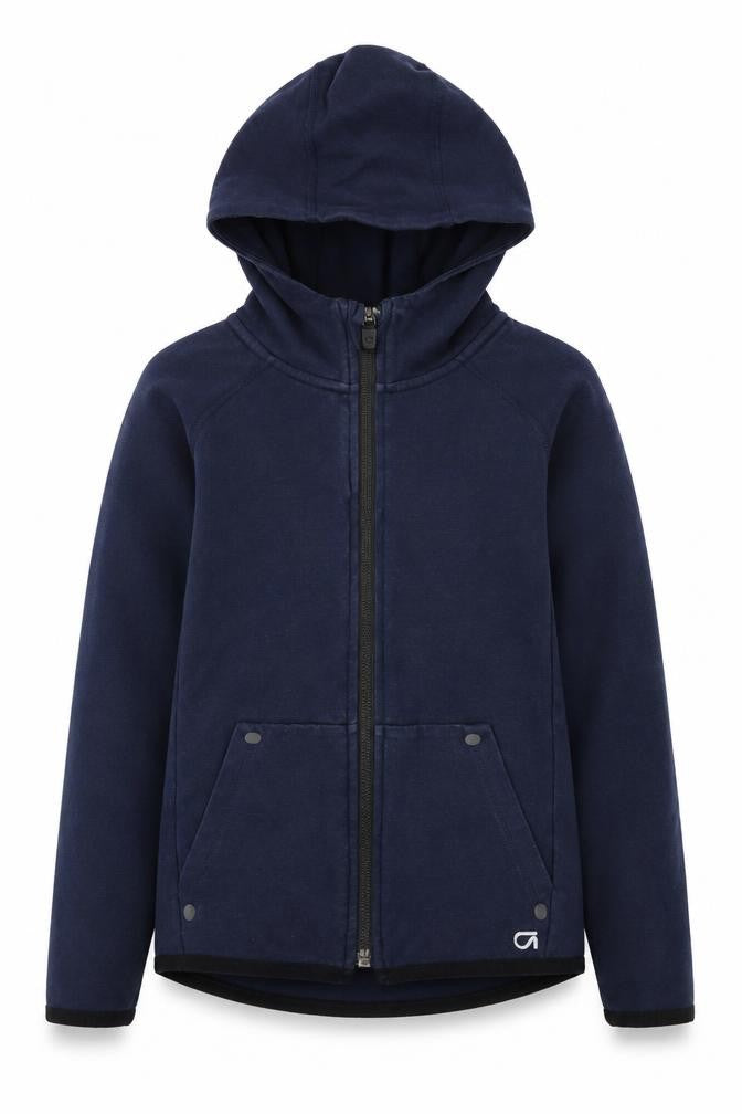 Front view of Gap girls’ blue full zip hoodie, size 5, years