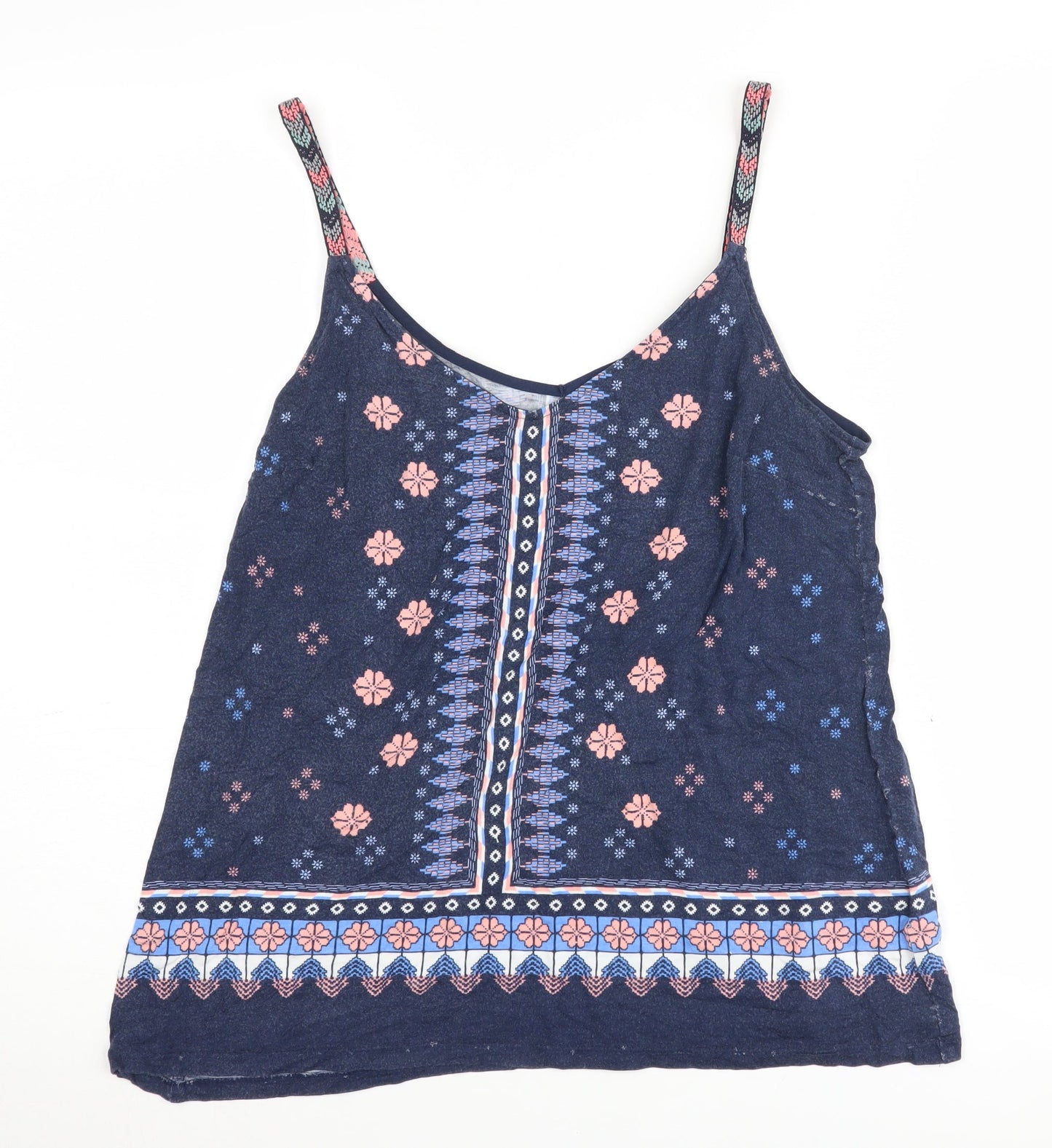 Oasis Women's Blue Floral Viscose Tank Top Small