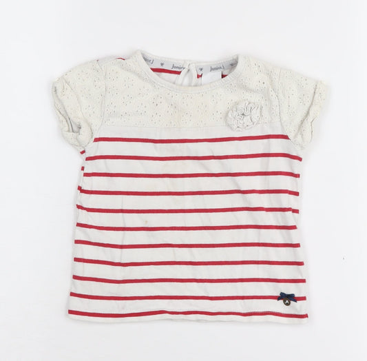 Jasper Conran Girls Striped T-Shirt, Red/White, 2-3 Years