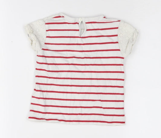 Jasper Conran Girls Striped T-Shirt, Red/White, 2-3 Years