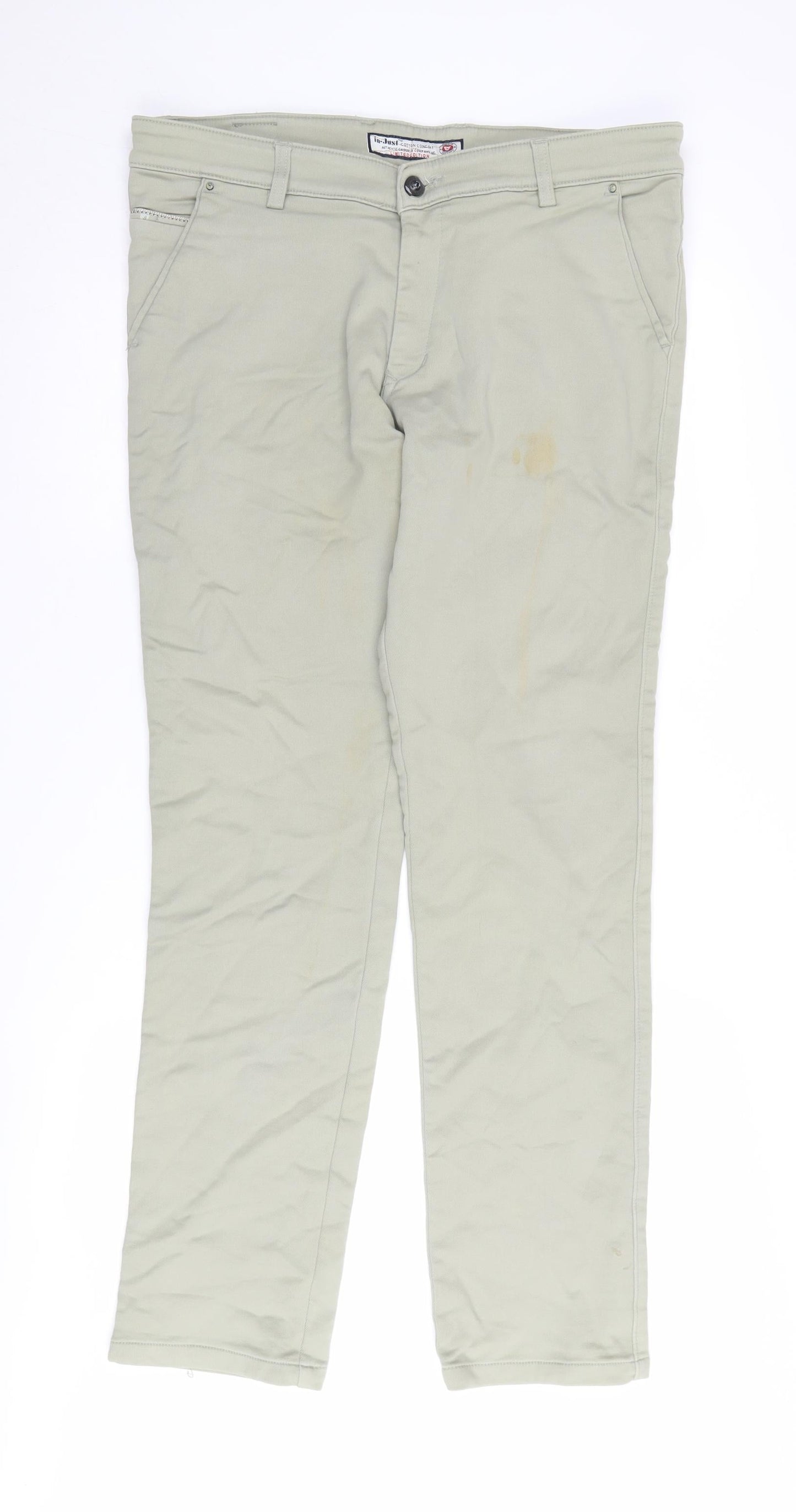 In-Just Men's Beige Chino Trousers, Size 36, Regular Fit