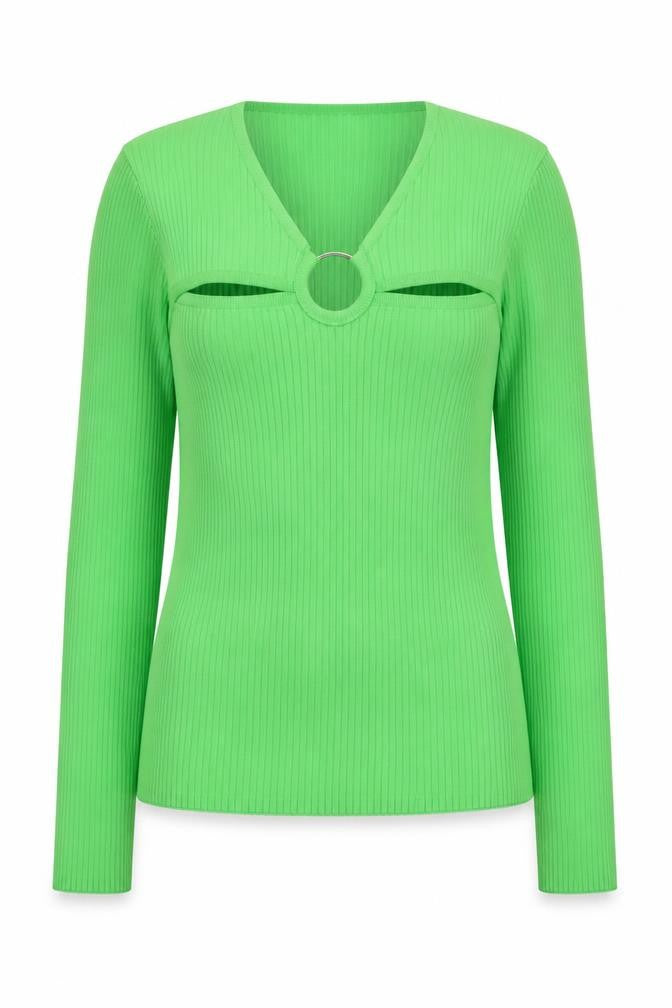 ONLY Women's Green V-Neck Pullover Jumper Size L