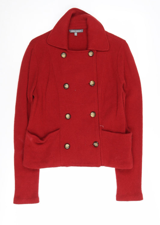 Laura Ashley Women's Red Cardigan Size 12 Collared