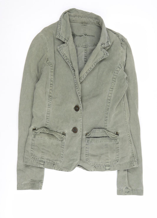 Vintage Blazer Women Olive Size 12, 100% Cotton, Retro Style