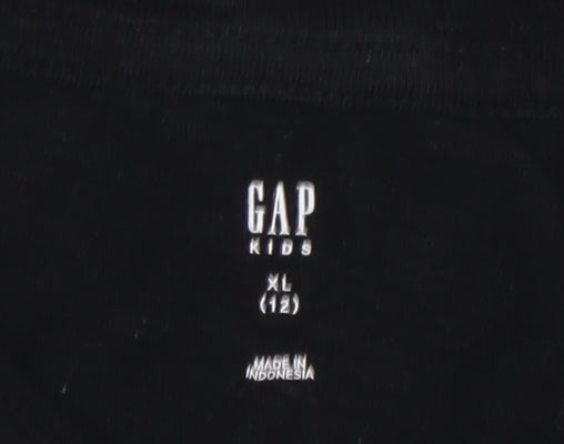 GAP Boys Black Basic Cotton T-Shirt, Size 12 Years