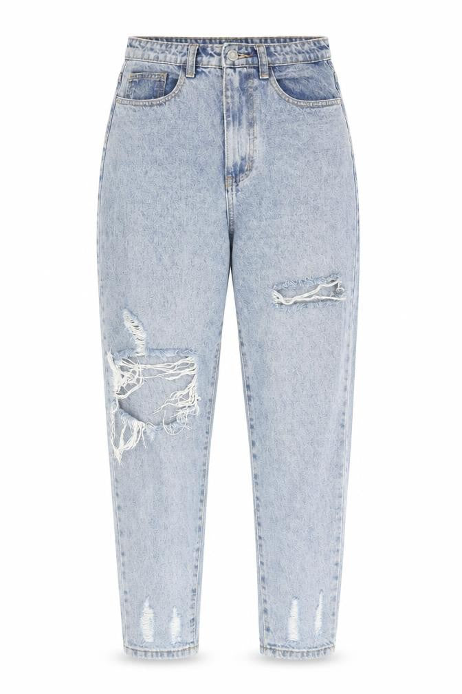 PrettyLittleThing Women's Blue Mom Jeans, Size 10, Distressed