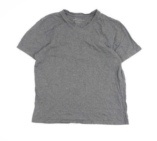 Banana Republic Men's Grey V-Neck T-Shirt Medium
