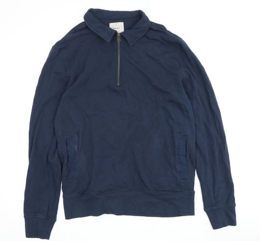 White Stuff Men's Blue Large 1/4 Zip Sweatshirt
