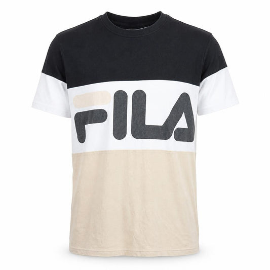 Front view of Fila Men's Black Beige Colourblock T-Shirt, size S