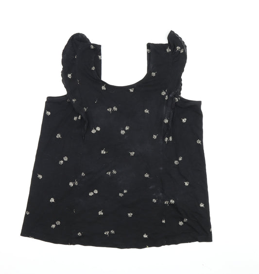 Fat Face Women's Black Floral Blouse, Size 12