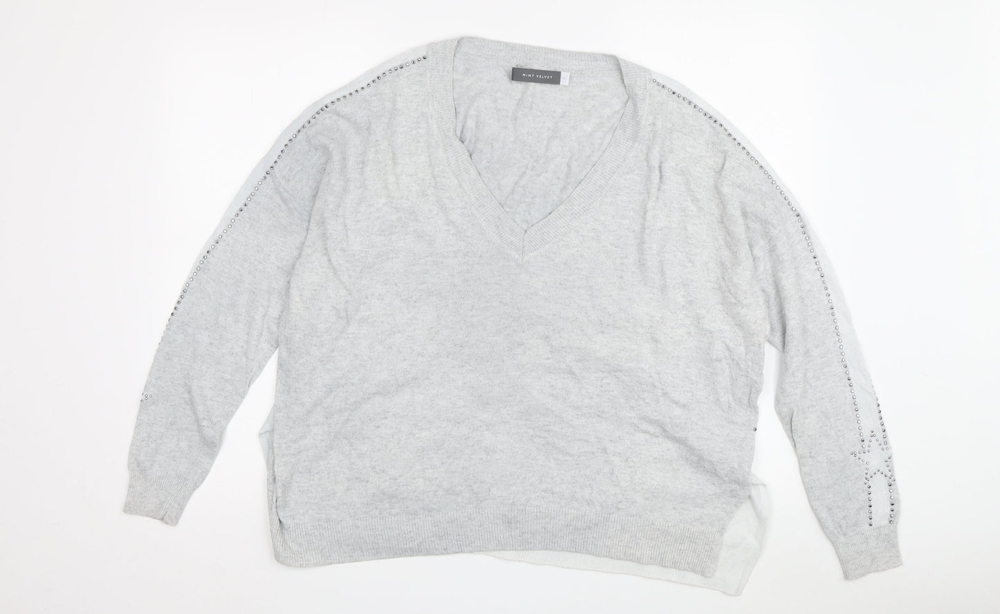 Mint Velvet Women's Grey V-Neck Pullover Jumper M