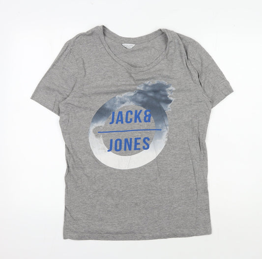 Jack & Jones Grey Graphic Print Men's T-Shirt