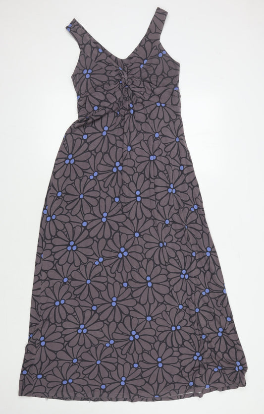 Boden Women's Floral Brown Midi Dress Size 12