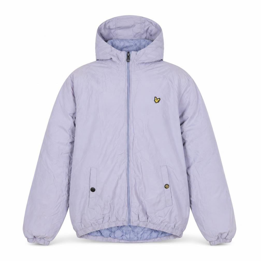 Front view of Lyle & Scott girls’ hooded blue jacket 14-15 years