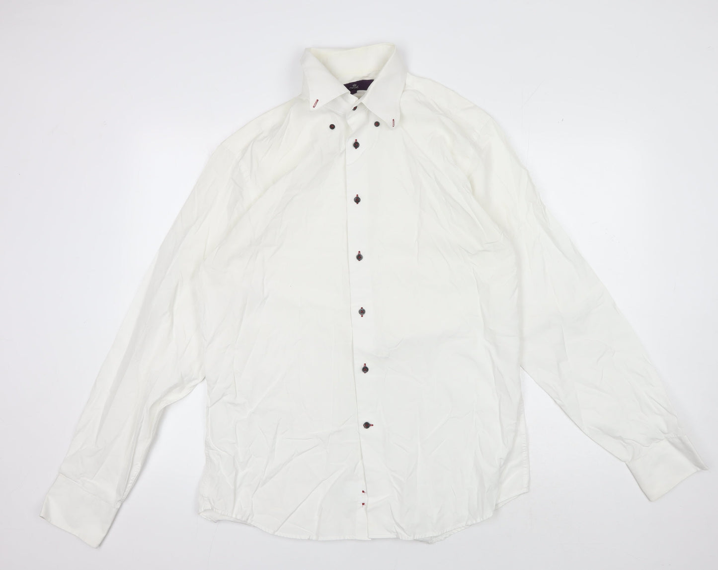 Next Men's White Long Sleeve Button-Up Shirt