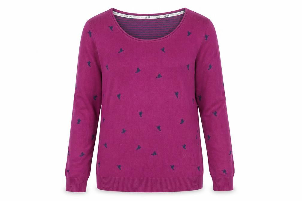 Knitted Just For Ewe Women's Purple Animal Print Pullover Jumper Size 12