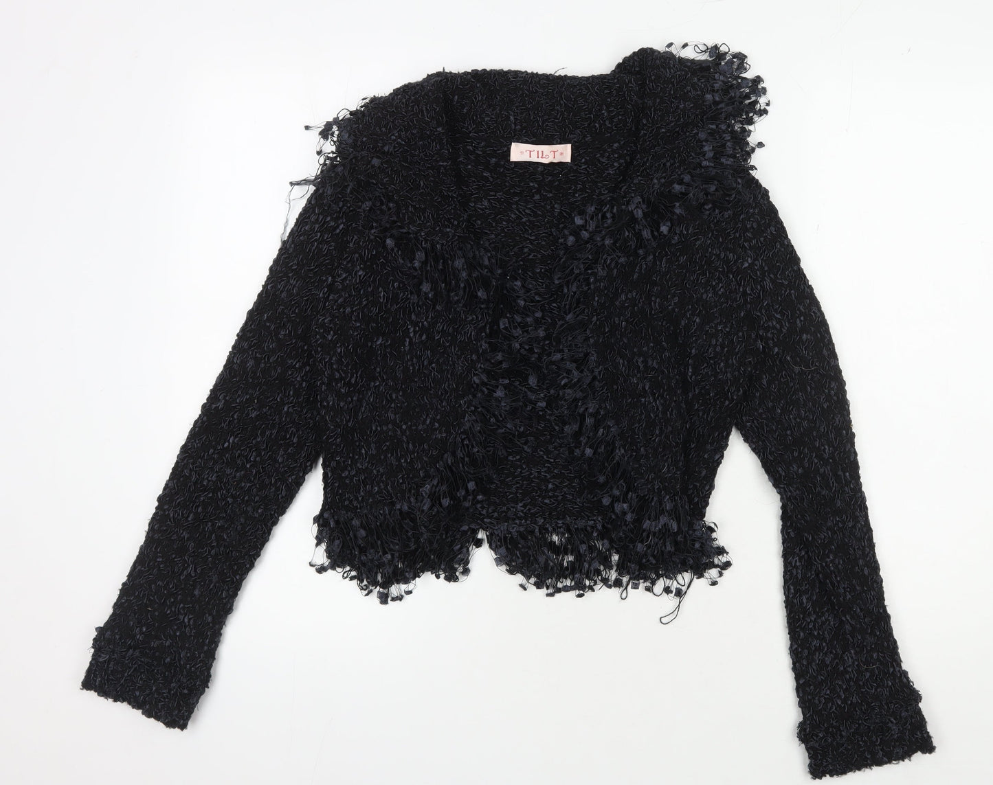 Tilt Women's Black Pullover Fringe Sweater Size 2