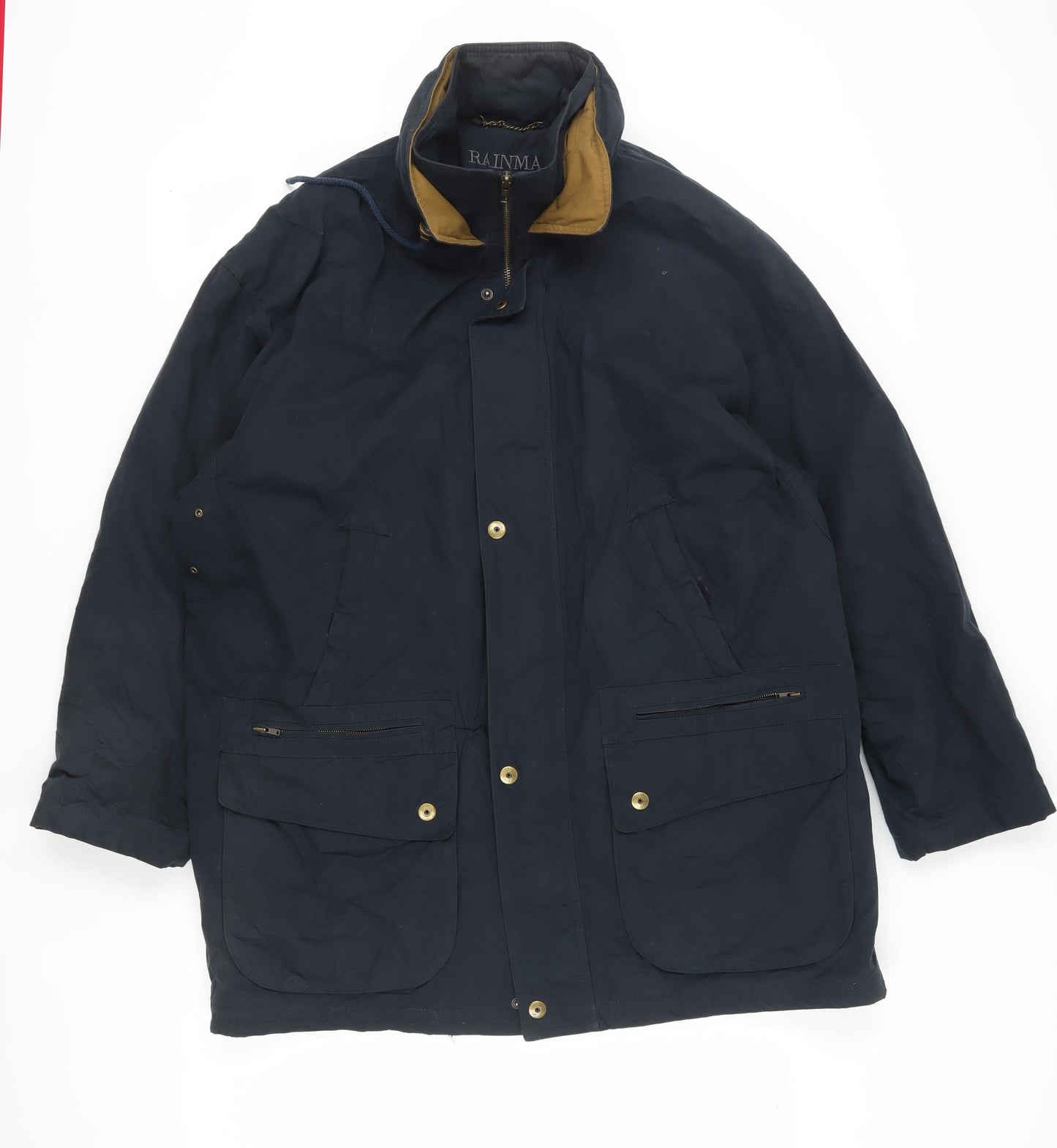 RAINMAN Men's Black Parka Coat 40 Stand-Up Collar Casual