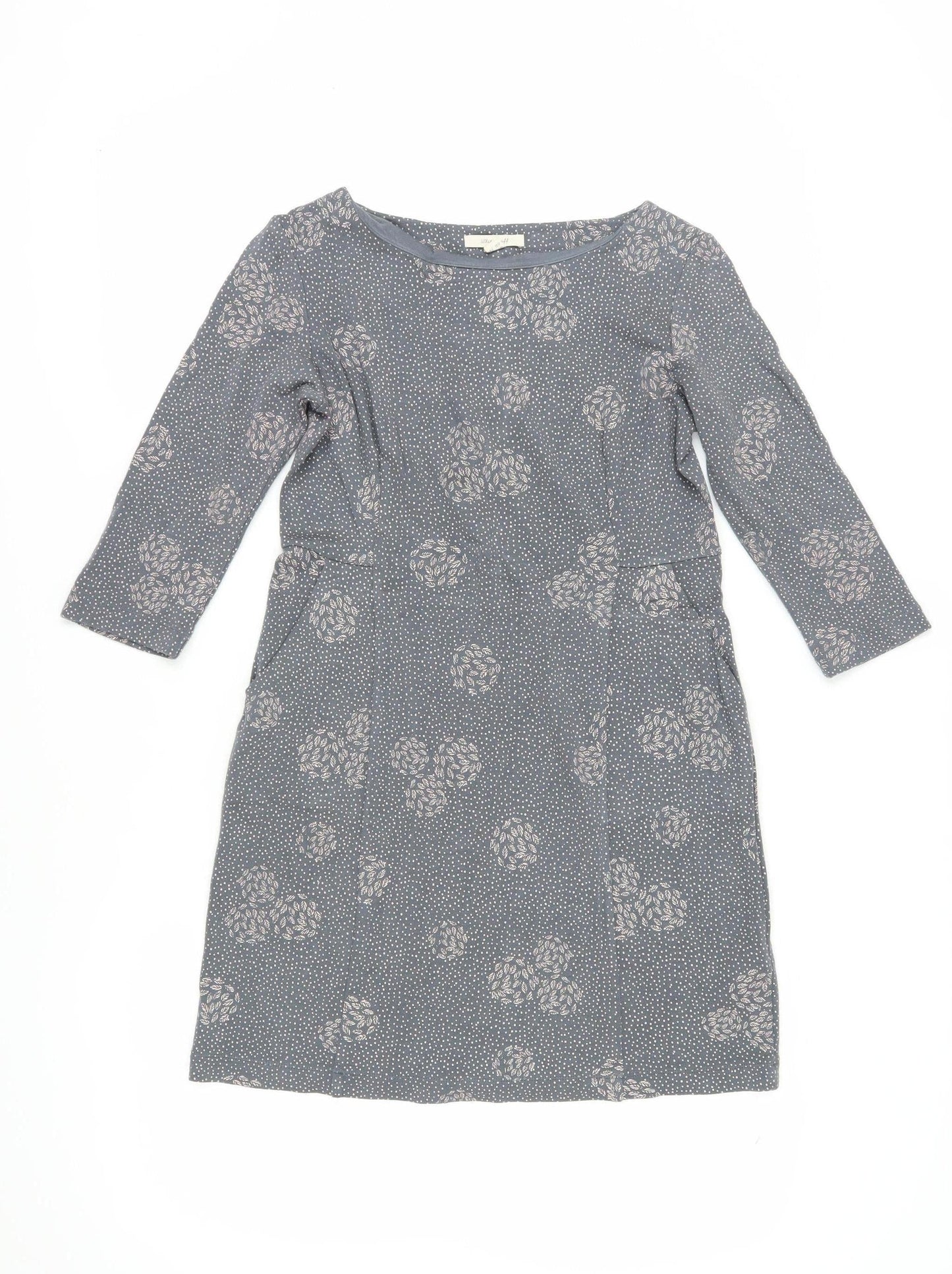 White Stuff Women's Grey Floral Sheath Dress Size 10