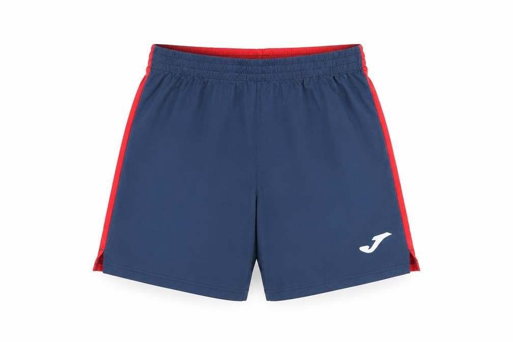 Front view of Joma boys’ blue xs athletic shorts, breathable sportswear