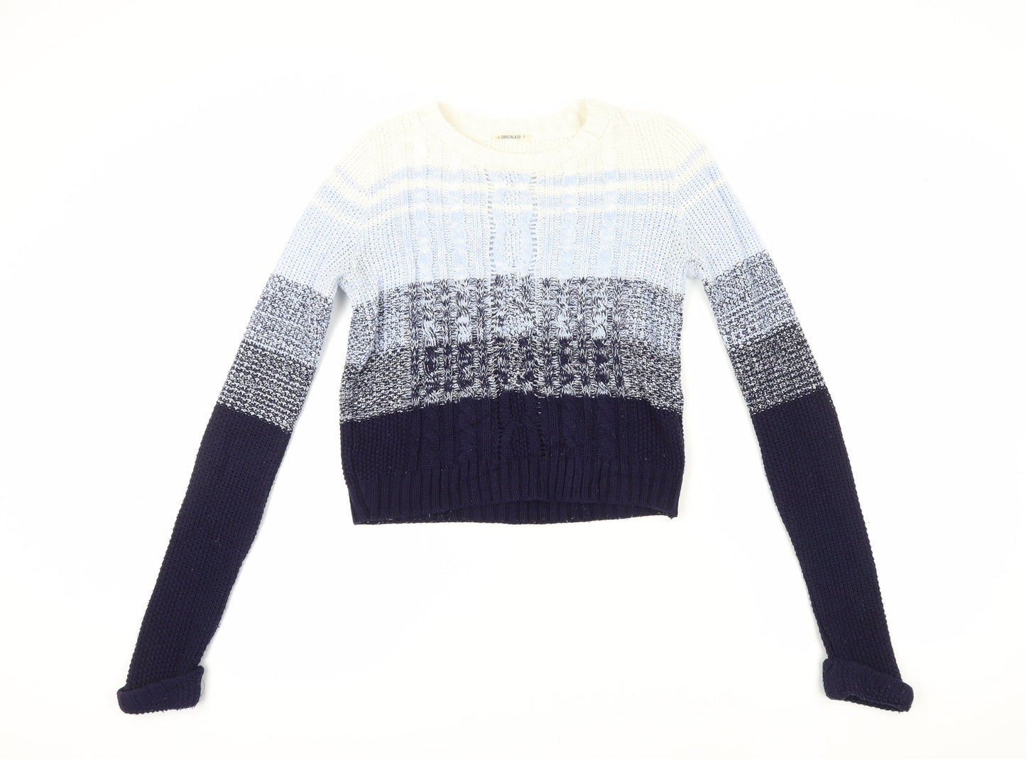 SoulCal Women's Blue Cable-Knit Jumper Size 8
