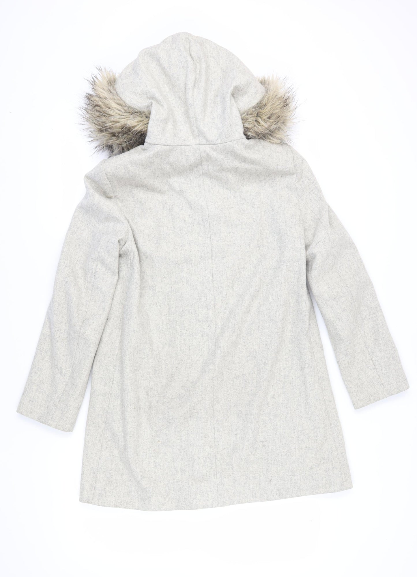 French Connection Women's Grey Hooded Overcoat Size 8