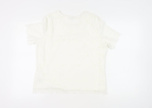 Eastex Women's Ivory Lace Blouse, Size 12, Short Sleeve, Casual