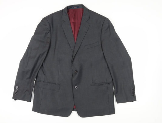 Magee Men's Grey Wool Suit Jacket, Size 44S Classic Fit