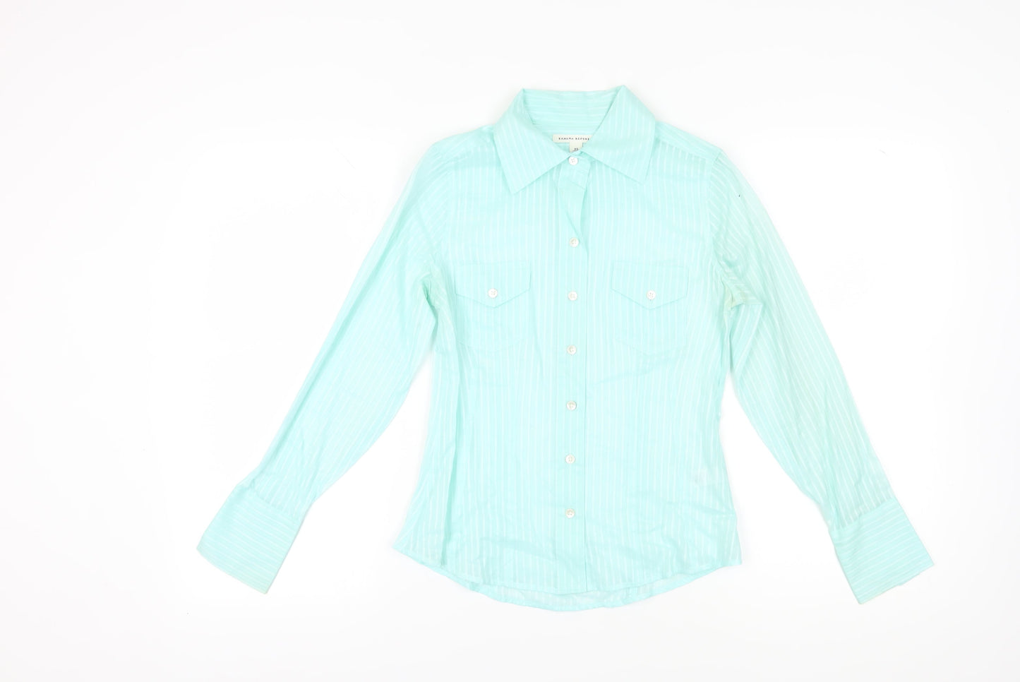 Banana Republic Women's Green XS Striped Button-Up Shirt