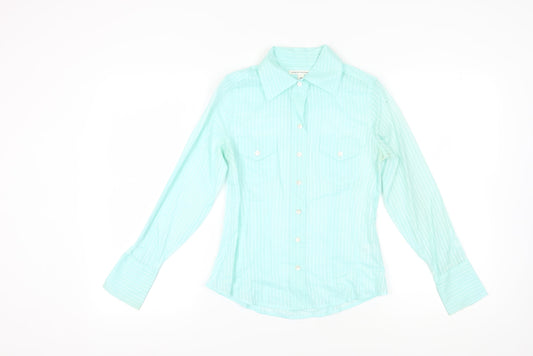Banana Republic Women's Green XS Striped Button-Up Shirt