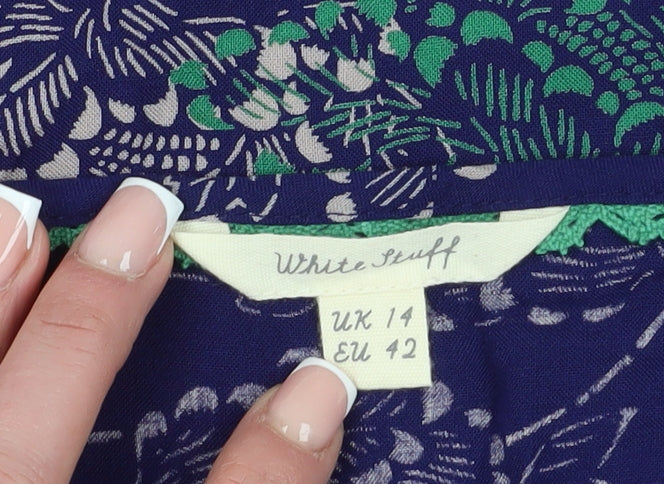 White Stuff Women's Blue Floral Shift Dress Size 14