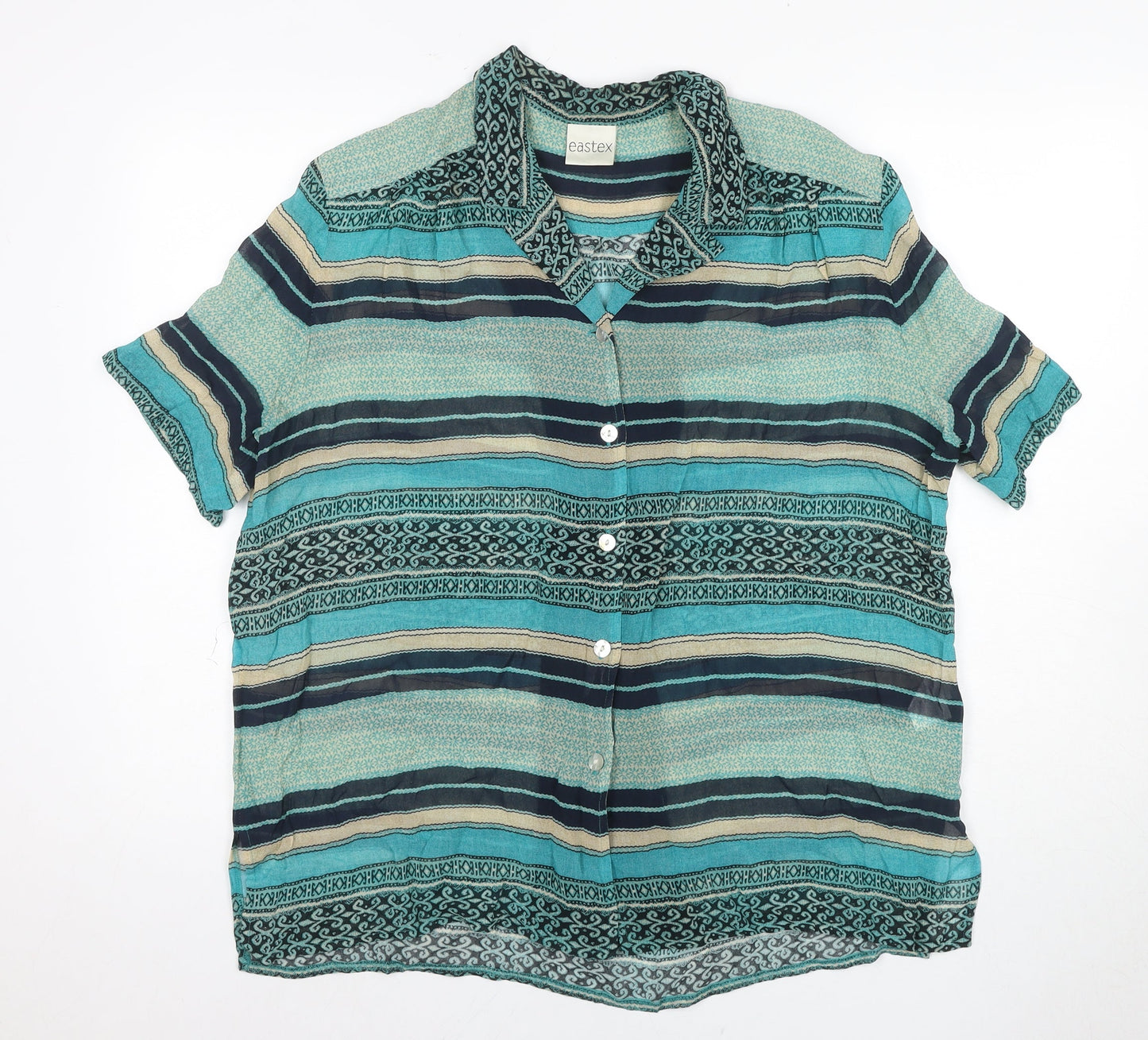 Eastex Women's Multicoloured Striped Collared Blouse, Size 16