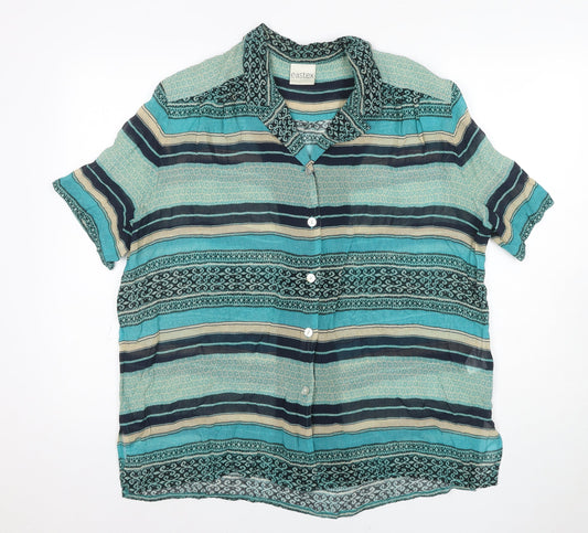 Eastex Women's Multicoloured Striped Collared Blouse, Size 16