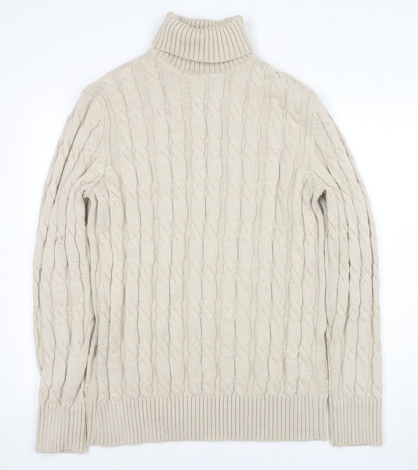 Superdry Women's Beige Roll Neck Cable-Knit Jumper 2XL