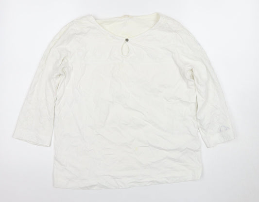 White Stuff Women's White Blouse, Size 10, Embroidered