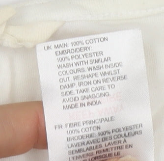 White Stuff Women's White Blouse, Size 10, Embroidered