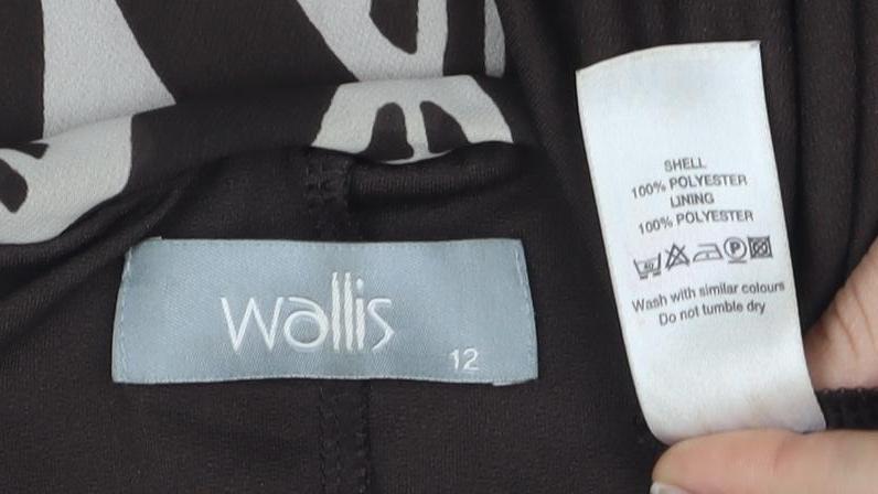 Wallis Women's Black Geometric Midi Pencil Skirt Size 12