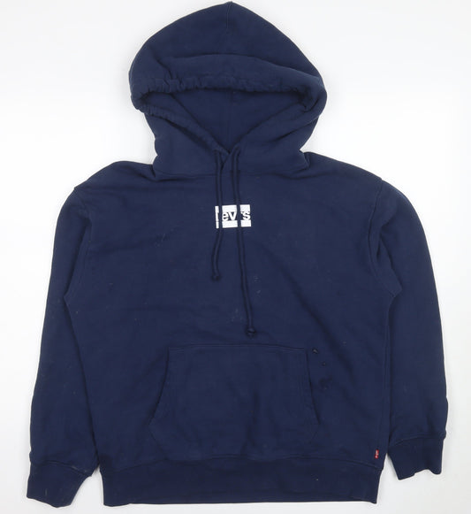 Levi's Men's Blue Pullover Hoodie, M - Logo Accents
