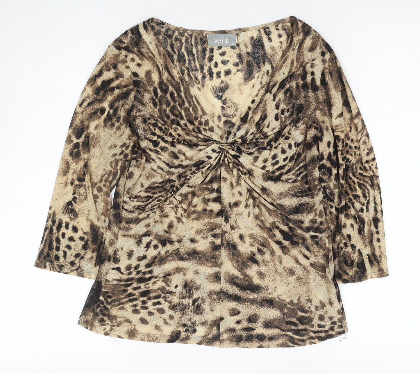 Wallis Women's Brown Animal Print 3/4 Sleeve Top