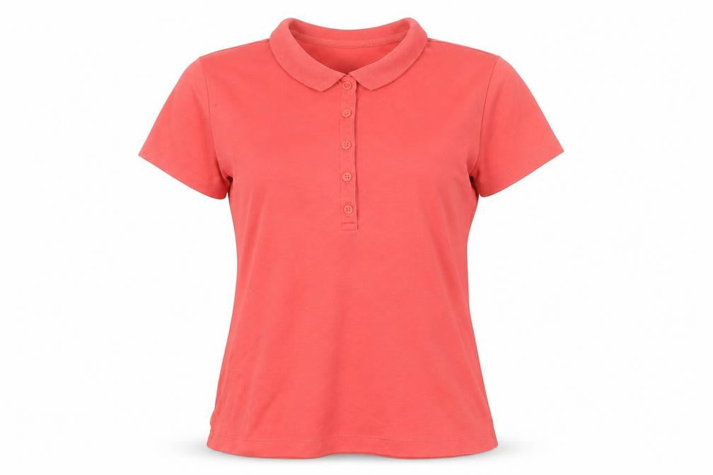 Womens UK Size M Lands' End Red 100% Cotton Polo