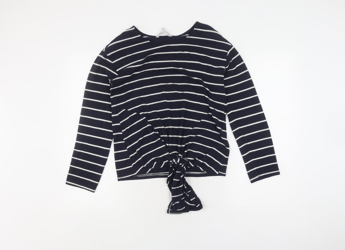 Red Herring Women's Blue Striped T-Shirt, Size 10, Long Sleeve
