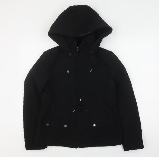 Portrait Women's Black Quilted Hooded Jacket, Size S