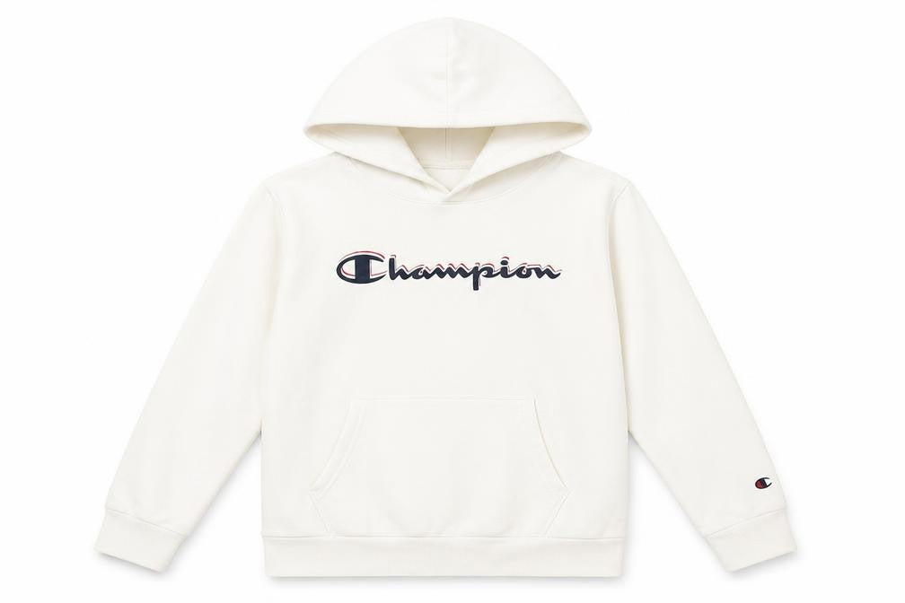 Champion Girls White Pullover Hoodie, Logo, 11-12 Years