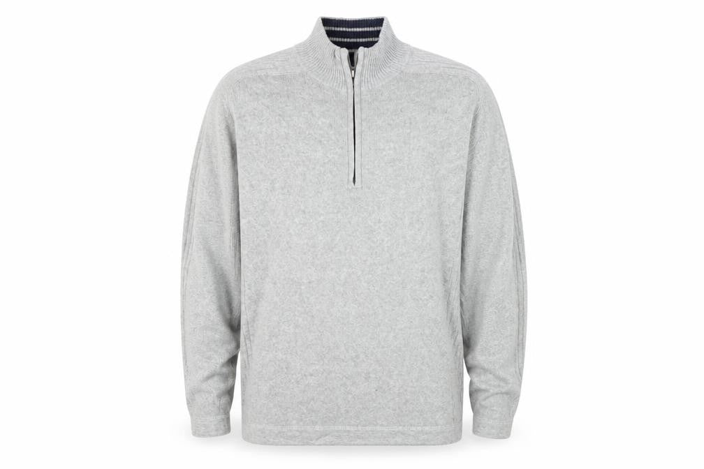 Front view of Atlantic Bay Men's Grey Full Zip Jumper M