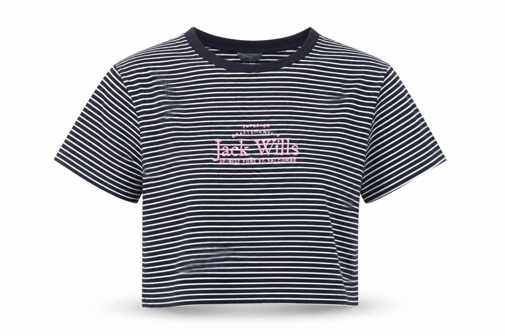 Womens UK Size 10 Jack Wills Black Cotton T-Shirt