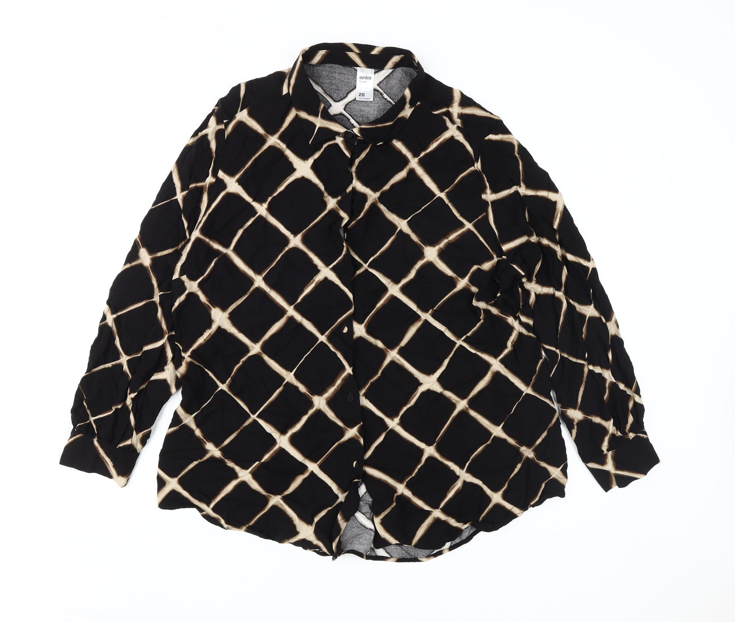 Anko Women's Plus Size Black Geometric Long Sleeve Blouse